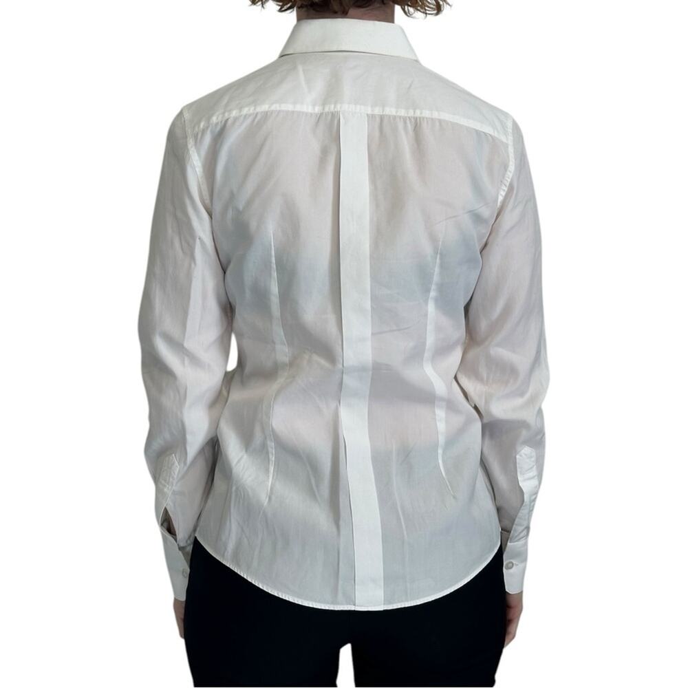 Dolce & Gabbana White Stretch Poplin Lace Tuxedo Shirt IT 38 US 2 Formal Dress - Picture 9 of 13
